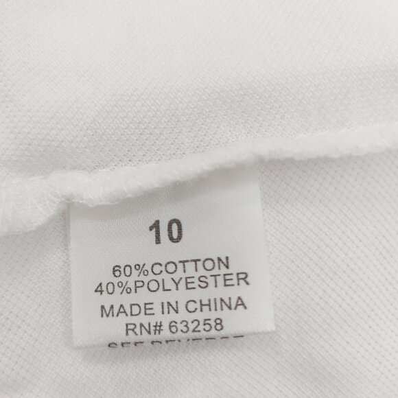 School Uniform Polo Shirt Boys 10 White Short Sleeve Durable Fabric 1/4 Button - Picture 9 of 10